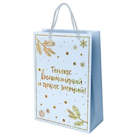 Пакет подарочный (1шт) новогодний, 33x13x45см, &quot;Сказочный Новый Год&quot;, голография, ЗОЛОТАЯ СКАЗКА 12 шт., 592428