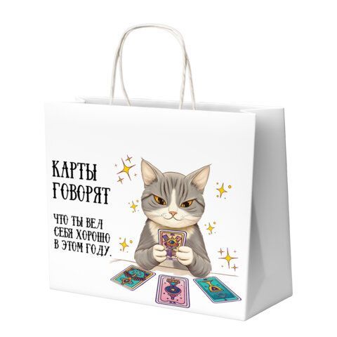Пакет подарочный (1 штука), новогодний, 28х14х24 см "Котики", крафт, ассорти, ЗОЛОТАЯ СКАЗКА 24 шт., 592433