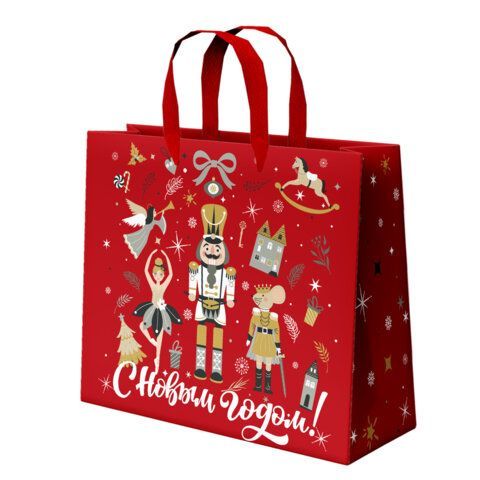 Пакет подарочный НАБОР 4шт, новогодний, 26х13х32см, &quot;Winter Wonderland&quot;, фольга, ЗОЛОТАЯ СКАЗКА, 592442