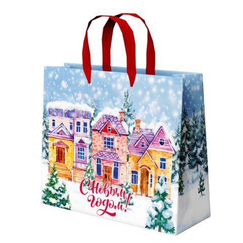 Пакет подарочный НАБОР 4шт, новогодний, 26х13х32см, &quot;Winter Wonderland&quot;, фольга, ЗОЛОТАЯ СКАЗКА, 592442