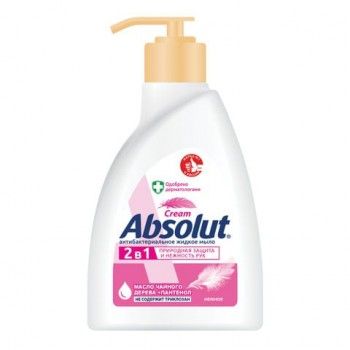 Мыло жидкое антибактериальное 250 мл ABSOLUT 2 шт. (Абсолют) "Нежное", дозатор, не содержит триклозан, 5061, 5007, 5061