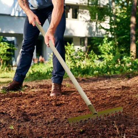 Грабли классические витые, 14 зубьев, ширина 40 см, деревянный черенок 120 см, КМ000876