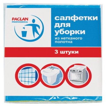 Салфетки универсальные, 30х38 см, КОМПЛЕКТ 3 шт., 90 г/м2, вискоза, PACLAN 5 шт. Professional