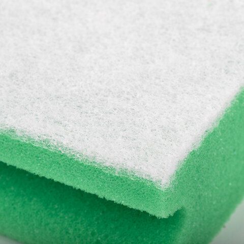 Губка бытовая MEGA, 48х120х86 мм, поролон/абразив, профильная, кафель/уборка/посуда, LAIMA 6 шт., К1013, 601556