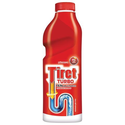 Средство для прочистки канализационных труб 1 л, TIRET (Тирет) &quot;Turbo&quot;, гель, 8147377