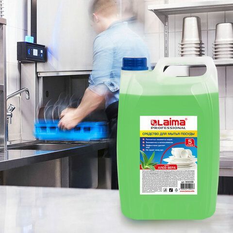Средство для мытья посуды 5 л, LAIMA PROFESSIONAL концентрат, &quot;Алоэ Вера&quot;, 602298