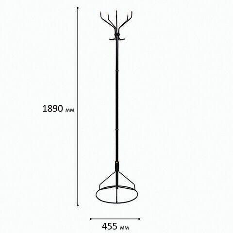 Вешалка-стойка &quot;Ажур-2&quot;, 1,89 м, основание 46 см, 5 крючков, металл, черная