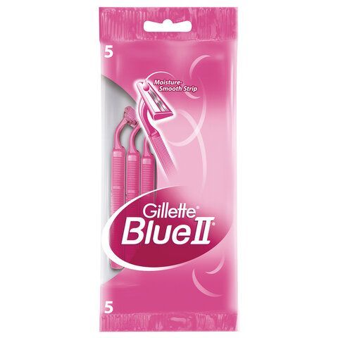 Бритвы одноразовые КОМПЛЕКТ 5 шт., GILLETTE (Жиллет) BLUE 2, для женщин