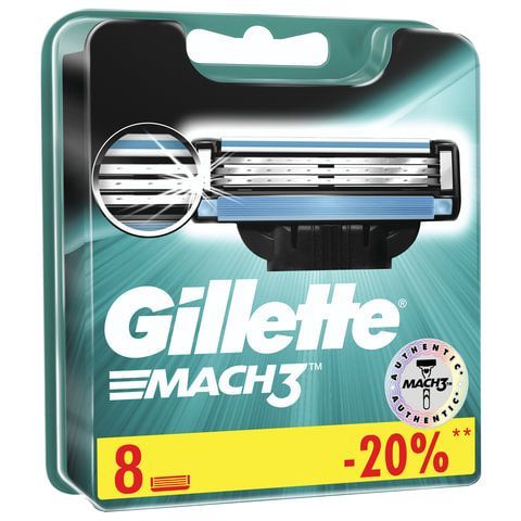 Сменные кассеты для бритья 8 шт., GILLETTE (Жиллет) &quot;Mach3&quot;, для мужчин