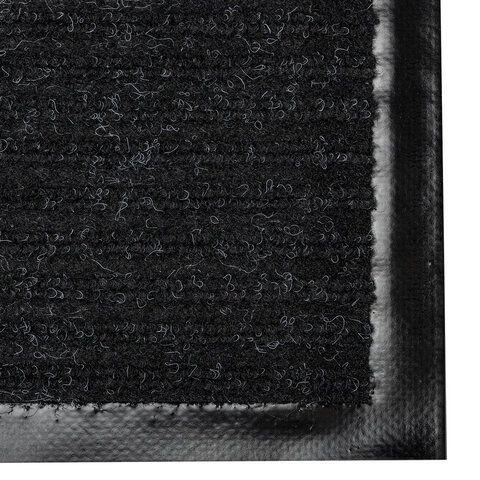 Коврик входной ворсовый влаго-грязезащитный 40х60 см, толщина 7 мм, ребристый, черный, LAIMA, 602863