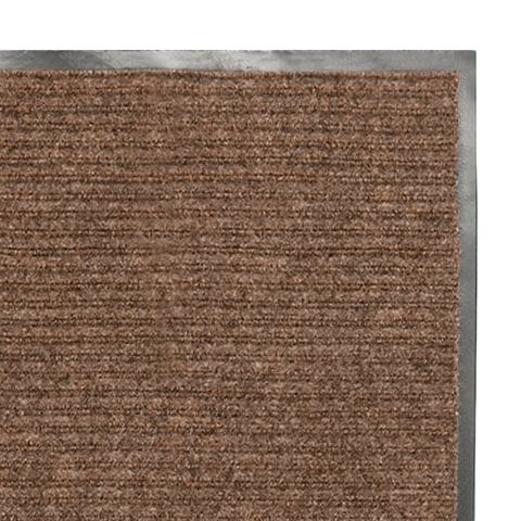 Коврик входной ворсовый влаго-грязезащитный 120х150 см, толщина 7 мм, ребристый, коричневый, LAIMA, 602876