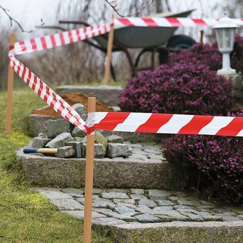 Лента сигнальная красно-белая, 75 мм х 200 м, BRAUBERG &quot;Грандмастер&quot;, основа полиэтилен, 604892