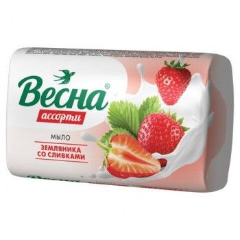 Мыло туалетное 90 г ВЕСНА 3 шт. "Земляника со сливками", ГОСТ, 6090