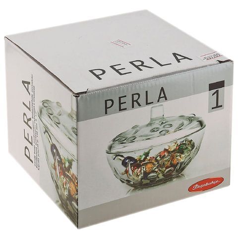 Сахарница, с крышкой, диаметр 140 мм, фактурное стекло, &quot;Perla&quot;, PASABAHCE, 97236