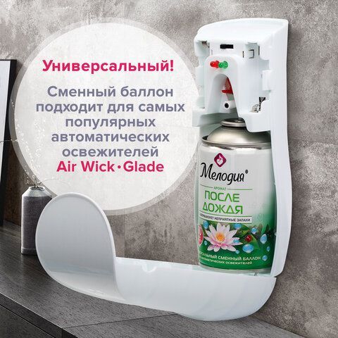 Сменный баллон 250 мл МЕЛОДИЯ &quot;После дождя&quot;, для автоматических освежителей, универсальный, 605227