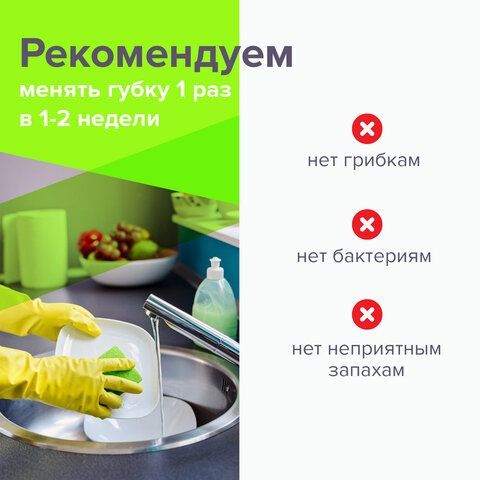 Губки бытовые, 20х95х65 мм, КОМПЛЕКТ 2 шт., ЦЕЛЛЮЛОЗНЫЕ (губчатые) с АБРАЗИВОМ, LAIMA 4 шт., К1106, 605487