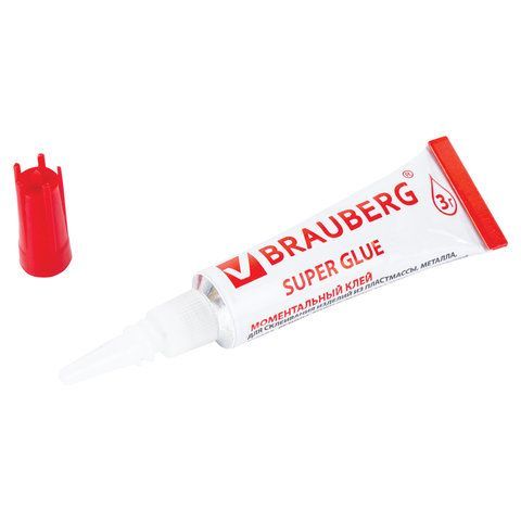 Клей моментальный (суперклей) BRAUBERG 12 шт., 3 г, ПРОЧНЫЙ, отрывная мультикарта, 605566