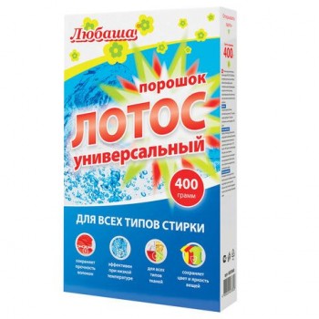 Стиральный порошок для всех типов стирки 400 г ЛЮБАША 3 шт. "ЛОТОС", для всех типов тканей, 605568