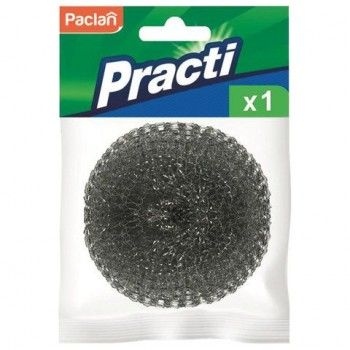 Губка (мочалка) для посуды металлическая, сетчатая, 15 г, PACLAN 10 шт. "Practi Spiro", 408220