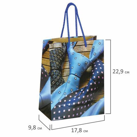 Пакет подарочный (1 штука) 18x10x23 см, ЗОЛОТАЯ СКАЗКА 12 шт. &quot;Галстуки&quot;, ламинированный, 606586