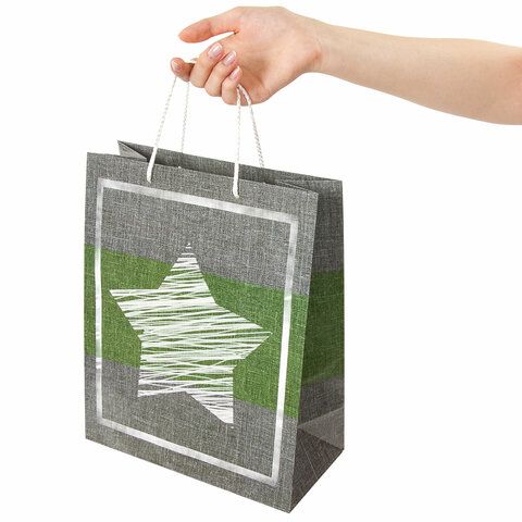 Пакет подарочный (1 штука) 26x13x32 см, ЗОЛОТАЯ СКАЗКА 12 шт. &quot;Звезда&quot;, ламинированный, 606588