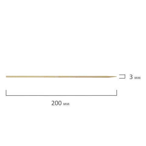 Шпажки-шампуры для шашлыка бамбуковые 200 мм, 100 штук, БЕЛЫЙ АИСТ 6 шт., 607570, 67
