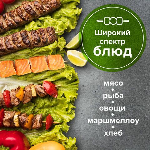 Шпажки-шампуры для шашлыка бамбуковые 200 мм, 100 штук, БЕЛЫЙ АИСТ 6 шт., 607570, 67