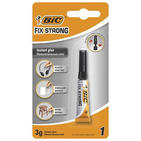 Клей моментальный (суперклей) BIC 4 шт., 3 г, блистер, 9020853