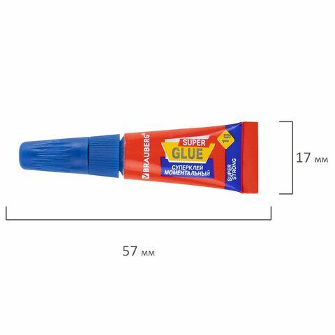 Клей моментальный суперклей экономичный BRAUBERG 3 шт. EXTRA 1 г суперпрочный, КОМПЛЕКТ 6 ШТ., 608109