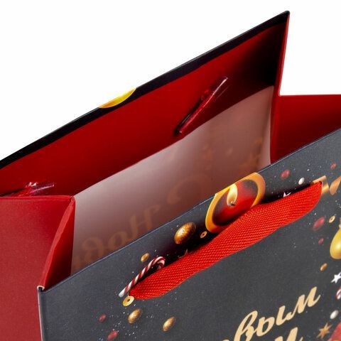 Пакет подарочный (1 штука) новогодний 11x6x15 см, ЗОЛОТАЯ СКАЗКА 12 шт. &quot;New Year&quot;, фольга, 608228
