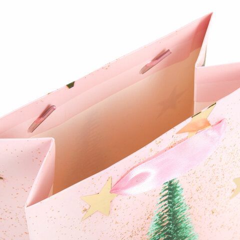 Пакет подарочный (1 штука) новогодний 18x10x23 см, ЗОЛОТАЯ СКАЗКА 12 шт. &quot;Pink Ivory&quot;, фольга, 608234