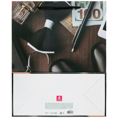 Пакет подарочный (1 штука) 26x13x32 см, ЗОЛОТАЯ СКАЗКА 12 шт. &quot;Businessman&quot;, выборочный лак, 608245