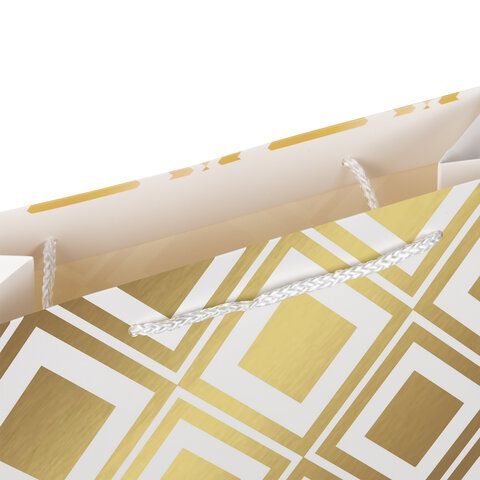 Пакет подарочный (1 штука) 26x13x32 см, ЗОЛОТАЯ СКАЗКА 12 шт. &quot;Gold Luxury&quot;, тиснение фольгой, белый, 608249