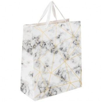 Пакет подарочный (1 штука) 26x13x33 см, ЗОЛОТАЯ СКАЗКА 12 шт. "Golden Marble", тиснение фольгой, 608251