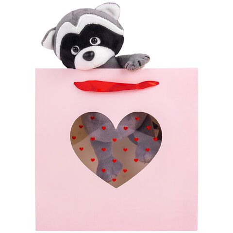 Пакет подарочный (1 штука) 20х20х8 см, ЗОЛОТАЯ СКАЗКА 12 шт. &quot;With LOVE&quot;, с прозрачным окном, 608255