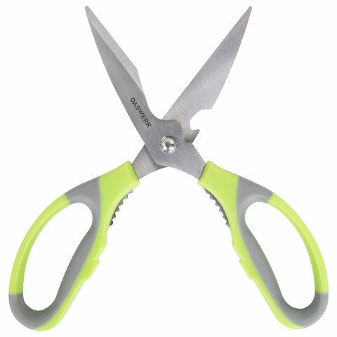 Ножницы кухонные DASWERK, 210 мм, с орехоколом, открывашкой, зазубренным лезвием, 608903