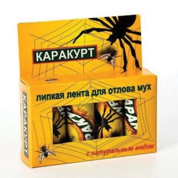 Лента липкая от мух мухоловка, КОМПЛЕКТ 4 шт., КАРАКУРТ 2 шт. "МЕДОВЫЙ", КЛЛк