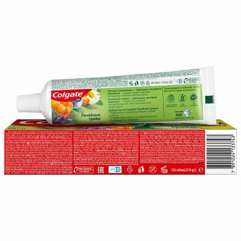 Зубная паста 150 мл COLGATE &quot;Лечебные травы&quot;, отбеливающа, сфторидом и кальцием, 7891024133743