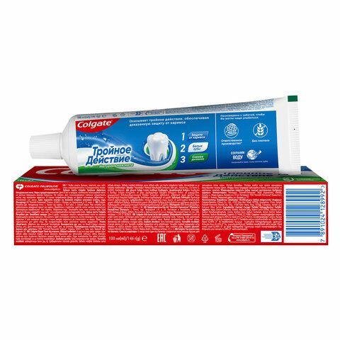 Зубная паста 100 мл COLGATE &quot;Натуральная мята&quot;, тройное действие, с фторидом, 7891024128992
