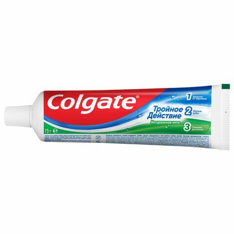 Зубная паста 50 мл COLGATE 3 шт. &quot;Натуральная мята&quot;, тройное действие, с фторидом, 7891024128954