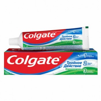 Зубная паста 50 мл COLGATE 3 шт. "Натуральная мята", тройное действие, с фторидом, 7891024128954