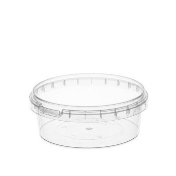 Банка с крышкой 385мл пластиковая под пресервы с контрольным замком, диаметр 122мм ВЗЛП 225 шт., ШК5957, 1214КП