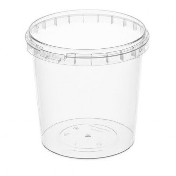 Банка с крышкой 1000мл пластиковая под пресервы с контрольным замком, диаметр 122мм ВЗЛП 150 шт., ШК5896, 1217КП