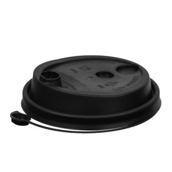 Крышка с питейником для бумажного стакана ДИАМЕТР 80мм матовая черная ПП, ВЗЛП 1000 шт., ШК4264, 3002М/Ч