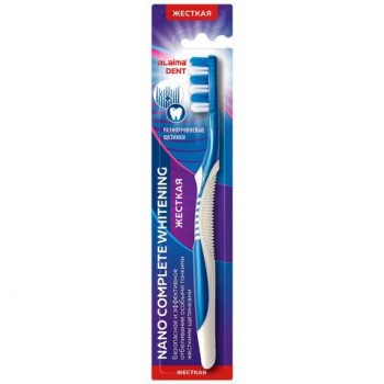 Зубная щетка жесткая, LAIMA 12 шт. DENT "Nano Complete WHITENING", безопасное отбеливание, 609317