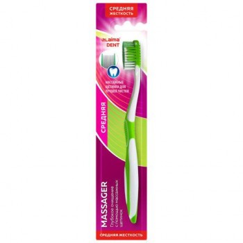 Зубная щетка средней жесткости, LAIMA 12 шт. DENT, "MASSAGER", с массажными щетинками, 609318