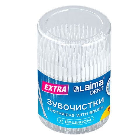 Зубочистки зубные ёршики с щеточкой 500 шт., стакан, LAIMA DENT, 609401