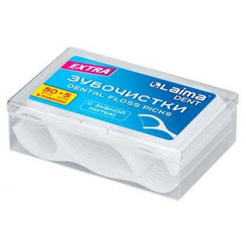 Зубочистки флоссеры с зубной нитью "50шт плюс 5 в Подарок!" в боксе, LAIMA 14 шт. DENT, 609404