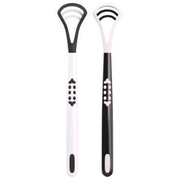 Скребок для языка двусторонний, КОМПЛЕКТ 2шт., с зубчиками и удобной ручкой, пластик, LAIMA 10 шт. DENT, 609412