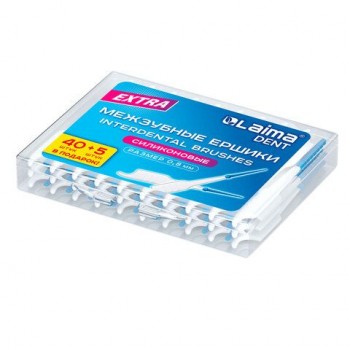 Межзубные ершики 0,8мм силиконовые 40+5шт в Подарок! в боксе для зубов и брекетов LAIMA DENT, 609417